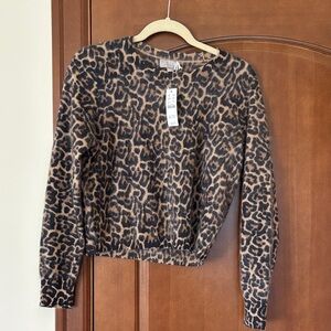 NWT J.Crew 100% Cashmere leopard print sweater